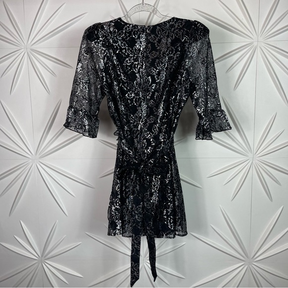 NWOT H&M X The Vampire’s Wife Mystique Black Lace Metallic Mini Dress Size: L… - Picture 16 of 16